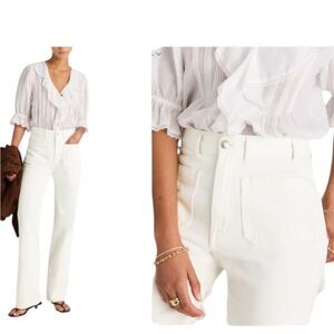 NWT Madewell Cleo Straight Jeans with Patch Pockets White Size 25